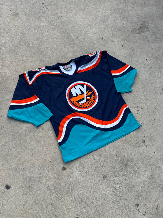 CCM New York Islanders Wave Fisherman NHL Hockey Jersey L 52 Blue