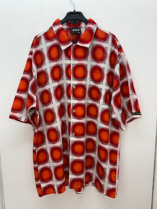 Camisa Vintage SOUTHPOLE Años 2000 Estampado Gráfico Naranja y Blanco - Talla XL