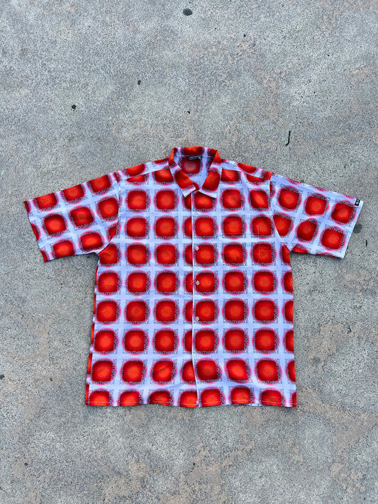 Camisa Vintage SOUTHPOLE Años 2000 Estampado Gráfico Naranja y Blanco - Talla XL