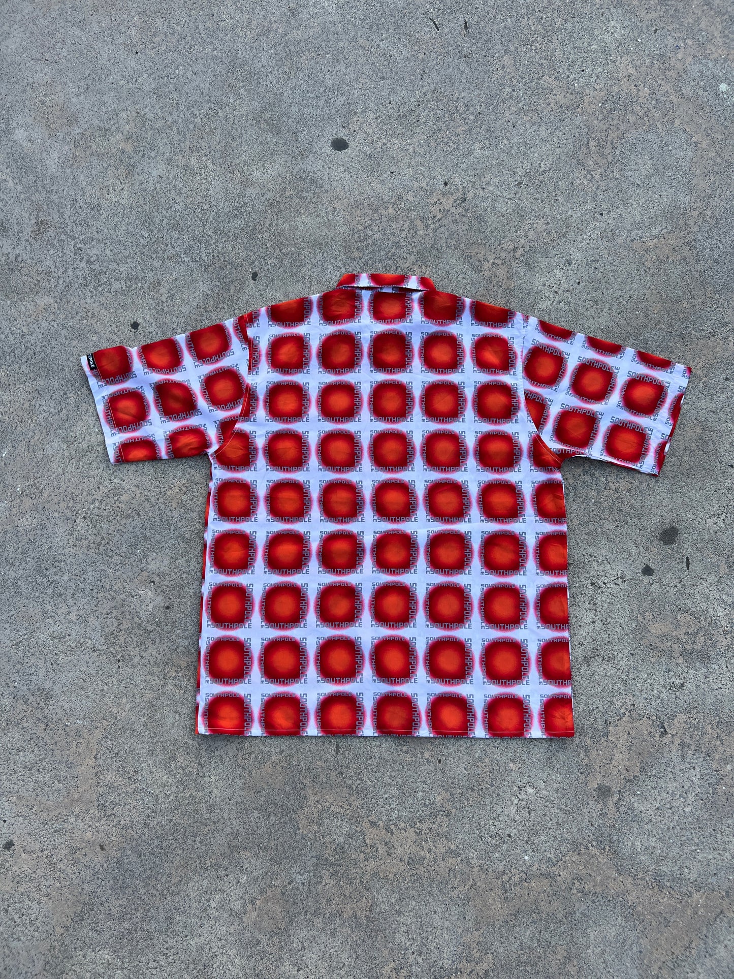 Camisa Vintage SOUTHPOLE Años 2000 Estampado Gráfico Naranja y Blanco - Talla XL