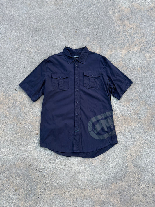 Camisa Vintage ECKO UNLTD™ Azul Marino 100% Algodón con Logo Rhino - Talla L